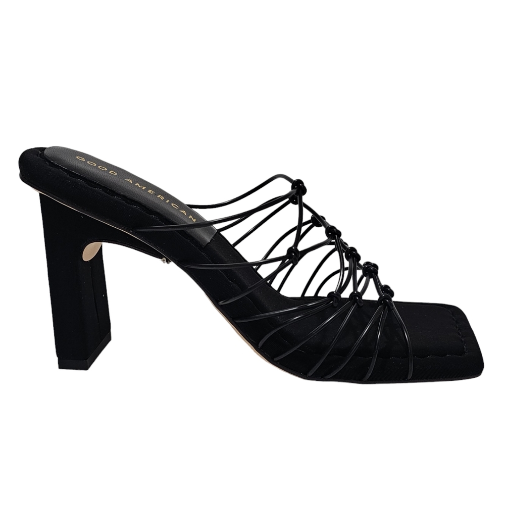 GOOD AMERICAN Caged Mule Neoprene Black Womens size 7.5